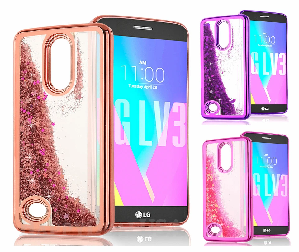 For LG Aristo 1 | 2 | 3 - Waterfall Glitter Chrome Armor TPU Cover Case - Image 1 of 1