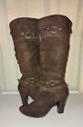 White Mountain Women’s Rooftop Brown Suede Side Zip Heeled Boots Size 6