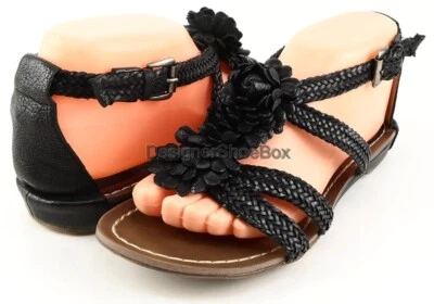 $140 Nuevas sandalias cómodas de diseñador de cuero negro Miss Sixty Laramie 7,5 EUR 38 Foto 1 de 4