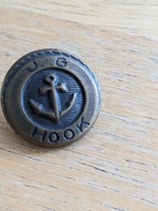 Vintage J. G. Hook anchor nautical button 7/8" diameter brass tone - Picture 1 of 4