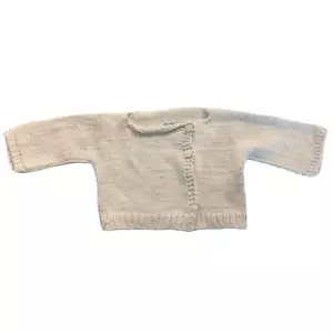 Vintage Hand Knit Infant Baby Cardigan Sweater Cream Off White - Picture 1 of 6