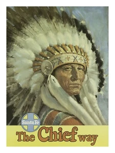 Vintage USA Travel Poster Print SANTA FE RAILWAY THE CHIEF WAY18x24" - Picture 1 of 1