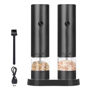 Juego de molinillos eléctricos de sal y pimienta paquete de 2, USB recargable y ajustable - Imagen 1 de 7