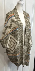 Cárdigan Suéter AMERICAN EAGLE Fair Isle Cocoon M Mezcla de Lana de Alpaca Boho Azteca - Imagen 1 de 18