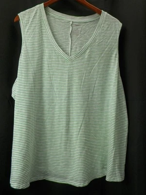 Sonoma Women's Green Stripe on White Tank Top Plus Size 3X Sleeveless Top - Image 1 of 4