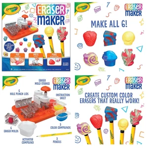 Crayola Eraser Maker DIY Activity Kit for Kids Create Your Own Erasers Cake Gift - Picture 1 of 6