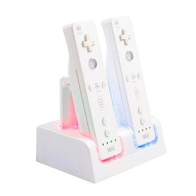 Carga Dual para Wii Remote Cargador Dock Station con 4 Piezas Baterías 2800mAh Foto 1 de 4