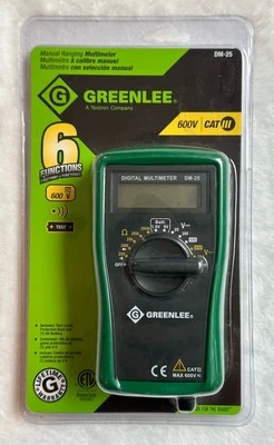 NUEVO Multímetro Digital Greenlee Manual Rango 600V CATIII DM-25 6 Funciones Foto 1 de 2