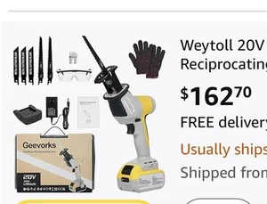 Weytoll 20V Brushless Cordless Reciprocating Saw 0-3000 RPM with 4.0Ah Battery - Picture 1 of 10