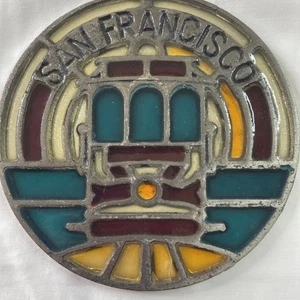 Vintage San Francisco bunte Buntglas Trolly Sonnenkathcher 5,75" - Bild 1 von 3