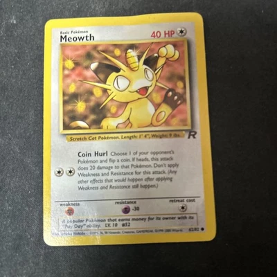 Pokemon WOTC Meowth 62/82 Team Rocket ILIMITADO comum D26 - Imagem 1 de 2