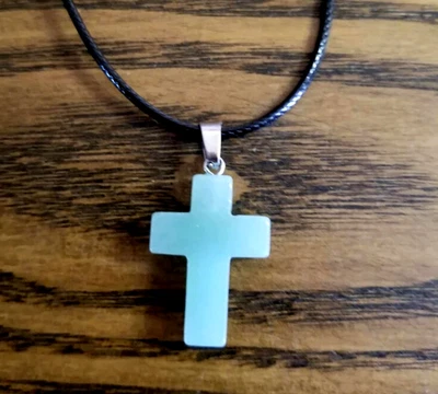 Green Aventurine Cross Pendant Necklace Cross Necklace Cross Jewelry Religious - Image 1 of 4