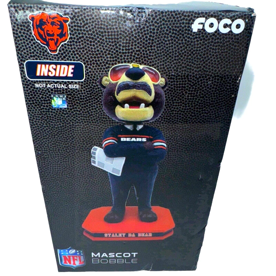 SELLADO L.E. NFL Chicago Bears Staley Da Bear Mascota Bobble Head 414/612 Numerada Foto 1 de 4
