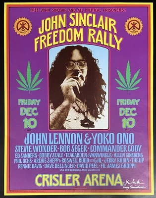 Póster reimpresión 1993 autografiado firmado por John Sinclair MC5 GARY GRIMSHAW Foto 1 de 2