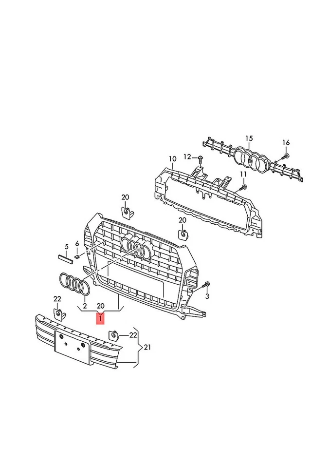 Rejilla radiador gris piedra original AUDI Q3 84G 8UG 8U0853651M1QP Foto 1 de 1