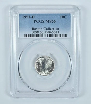1951-D Roosevelt Dime Boston Collection MS66 PCGS Blue Label - Image 1 of 4