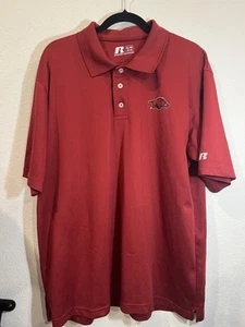 Razorbacks Shirt Mens XL 46-48 Russell Polo Maroon University of Arkansas Hogs - Picture 1 of 9