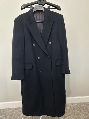 Guy Laroche Mens Double Breasted Wool Cashmere Overcoat Top Coat Blue 42S - Image 1 of 4