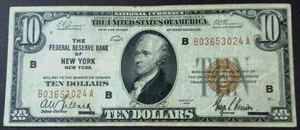 1929 $10 The Federal Reserve Bank Of New York, New York  B03653024A FR-1860-B - Picture 1 of 6