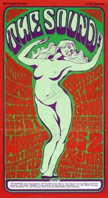 Póster arte concierto Jefferson Airplane Muddy Waters Butterfield Blues Band 1966 Foto 1 de 4