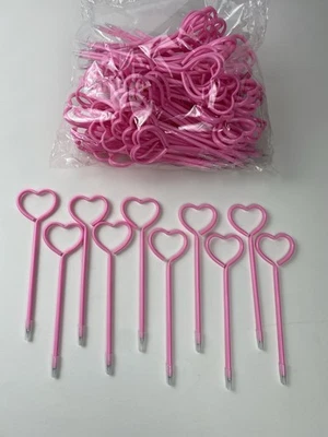 Lote de 100: bolígrafos de plástico rosa corazón Foto 1 de 4