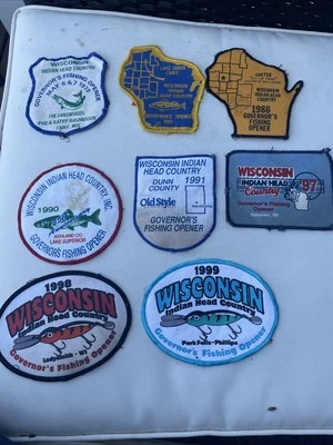 Cable de parches abridor de pesca del gobernador de Wisconsin 1978-99, Ladysmith, Chetek + Foto 1 de 4