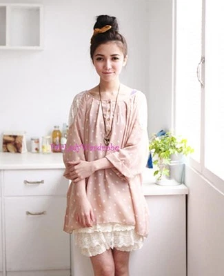 ¡Pantalones cortos sin cordones Japón con capas mixtas de encaje! Crema Foto 1 de 4