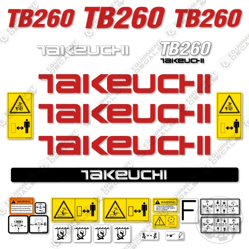 Kit de calcomanías para mini excavadora Takeuchi TB 260 - versión cabina abierta - ¡VINILO 3M! Foto 1 de 1