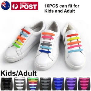Easy Lazy No Tie Elastic Silicone Shoe Laces Cool Shoelaces Unisex Adults & Kids - Picture 1 of 8