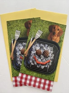 Set Of 2 Dachshund Birthday Cards Friendship Hallmark Red Brown Doxie Dog - Picture 1 of 4