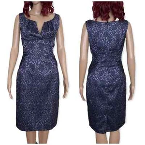 Adrianna Papell Womens Lace Overlay Sheath Dress size 4 Purple Black Knee Length - Picture 1 of 11