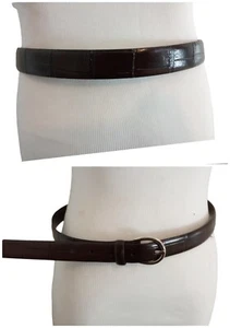 Brooks Brothers 346 SzM Dark Brown Alligator Embossed Italy Leather Dress Belt - Picture 1 of 11