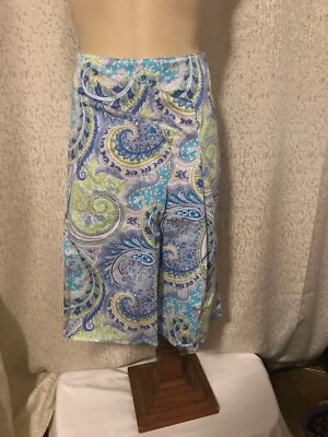 Falda corta de algodón Avenue azul y verde con patrón de cachemira talla 16 Foto 1 de 3