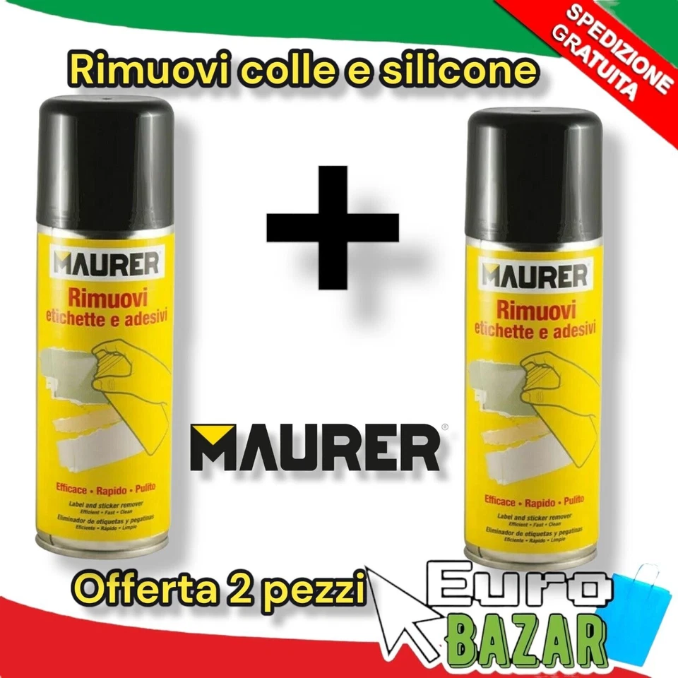 2 SPRAY RIMUOVI SILICONE ETICHETTE DA 200 ML SCIOGLIE ADESIVI COLLE NASTRO - Immagine 1 di 1