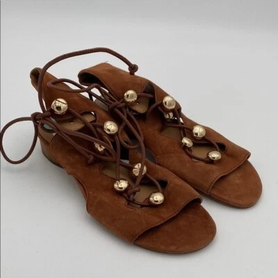 Rebecca Minkoff Adiv Cage Sandals women 5.5M Suede Brown lace up Y2K vacation - Image 1 of 4