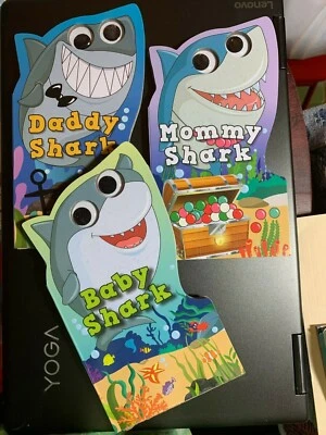 SHARK FAMILY GOOGLY EYES BOARD BOOKS, DADDY, MOMMY & BABY SHARK BUNDLE 3 PACK!  - Image 1 of 4