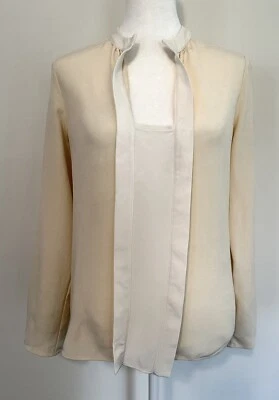 Blusa de seda manga larga crema DEREK LAM para mujer talla 2 Foto 1 de 4