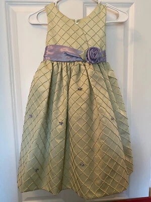 Vestido Formal Jayne Copeland ~ Niñas 5 Verde Salvia Lavanda Boda Pascua Usado en Excelente Condición Foto 1 de 4