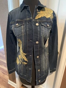 Lularoe Rose Embroidered Stretch Denim Jacket X Small - Picture 1 of 9