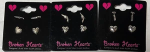 Novelty Stud Pierced Earring Lot Guns Knives Hammers & Broken Hearts 6 Pairs nos - Picture 1 of 5