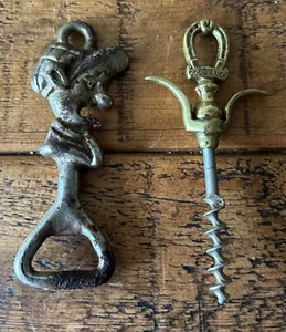 Vintage bottle and corkscrew, 1960s Andy Capp, 1930s brass Good Luck, originals - Picture 1 of 7