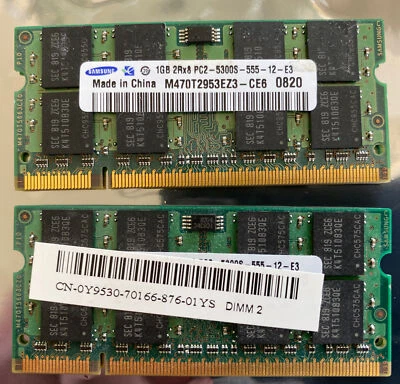 2GB Samsung PC2-5300S M470T2953EZ3-CE6 2x1GB DDR2 Memory TESTED - Image 1 of 3