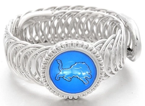 Detroit Lions Football Sterling Silver Mens Womens Wrap Bracelet w GiftPkg D11 Cover