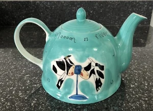 Whittard Of Chelsea Teapot Moon River Karaoke Cow Hand Painted By Beth Unused - Picture 1 of 8