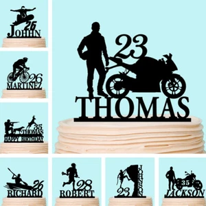 Boy Birthday Cake Toppers Sport Biker Motocycle Hunting Lacrosse Climber Hunting - Picture 1 of 13