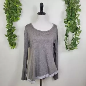 Charming Charlie Asymmetrical Long Sleeve Casual Blouse Grey Medium Athleisure - Picture 1 of 11