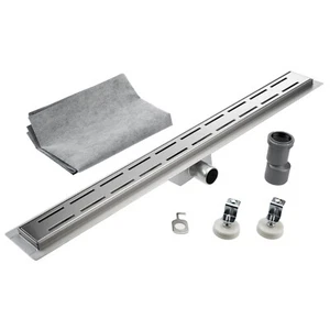 Edelstahl Duschrinne G016 50cm -120cm Siphon und Haarsieb als Set vers. Muster - Picture 1 of 17