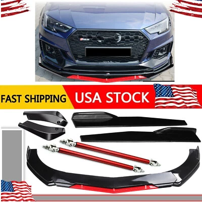 For AUDI A3 A4 A5 Front Bumper Lip/ Splitter Spoiler Body Kit Side Skirt Foto 1 de 4
