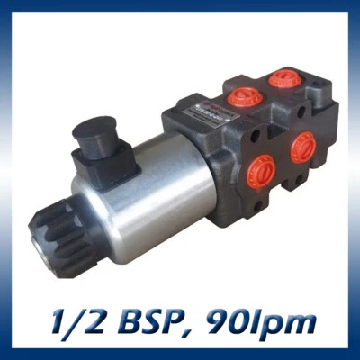 6 Port Hydraulic Diverter / Selector Valve 1/2 Ports, 90l/min, 280bar 12v or 24v - Image 1 of 2