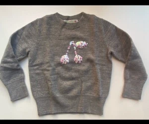 Authentic BONPOINT Girls Grey Sequin Cherry Sweater - Size 3 years - Picture 1 of 4